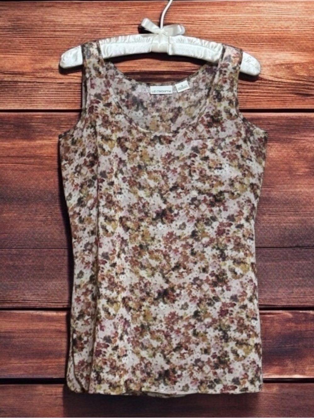 LIZ CLAIBORNE FLORAL SHEER BLOUSE SIZE SMALL